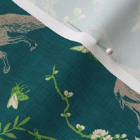 Spring Woodland Toile (teal linen) LRG