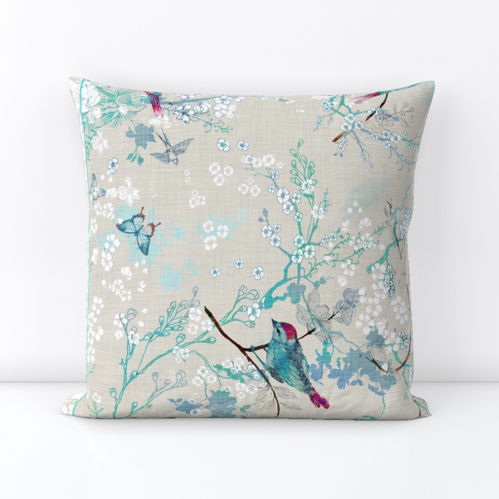 Birds + Blossoms Border Print