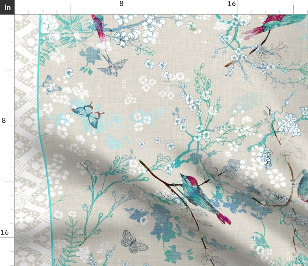 Birds + Blossoms Border Print