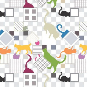 Cats in cubes in 2D grey