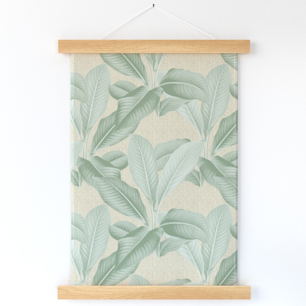 Palm In Palm ~ Sage on Oat Linen Luxe