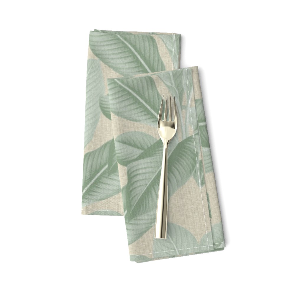 Palm In Palm ~ Sage on Oat Linen Luxe