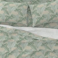 Palm In Palm ~ Sage on Oat Linen Luxe