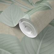 Palm In Palm ~ Sage on Oat Linen Luxe