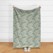 Palm In Palm ~ Sage on Oat Linen Luxe