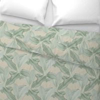 Palm In Palm ~ Sage on Oat Linen Luxe