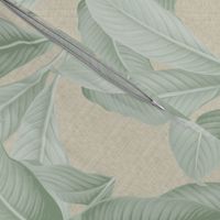 Palm In Palm ~ Sage on Oat Linen Luxe