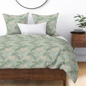 Palm In Palm ~ Sage on Oat Linen Luxe