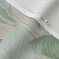 Palm In Palm ~ Sage on Oat Linen Luxe