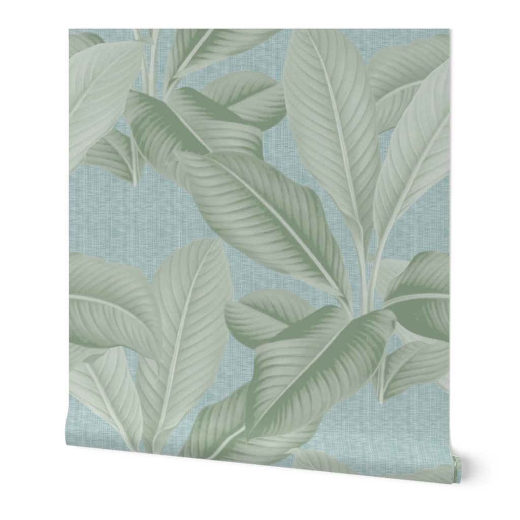 Palm In Palm ~ Sage on Steel Linen Luxe