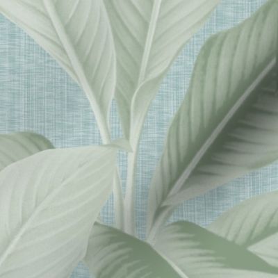 Palm In Palm ~ Sage on Steel Linen Luxe