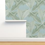 Palm In Palm ~ Sage on Steel Linen Luxe