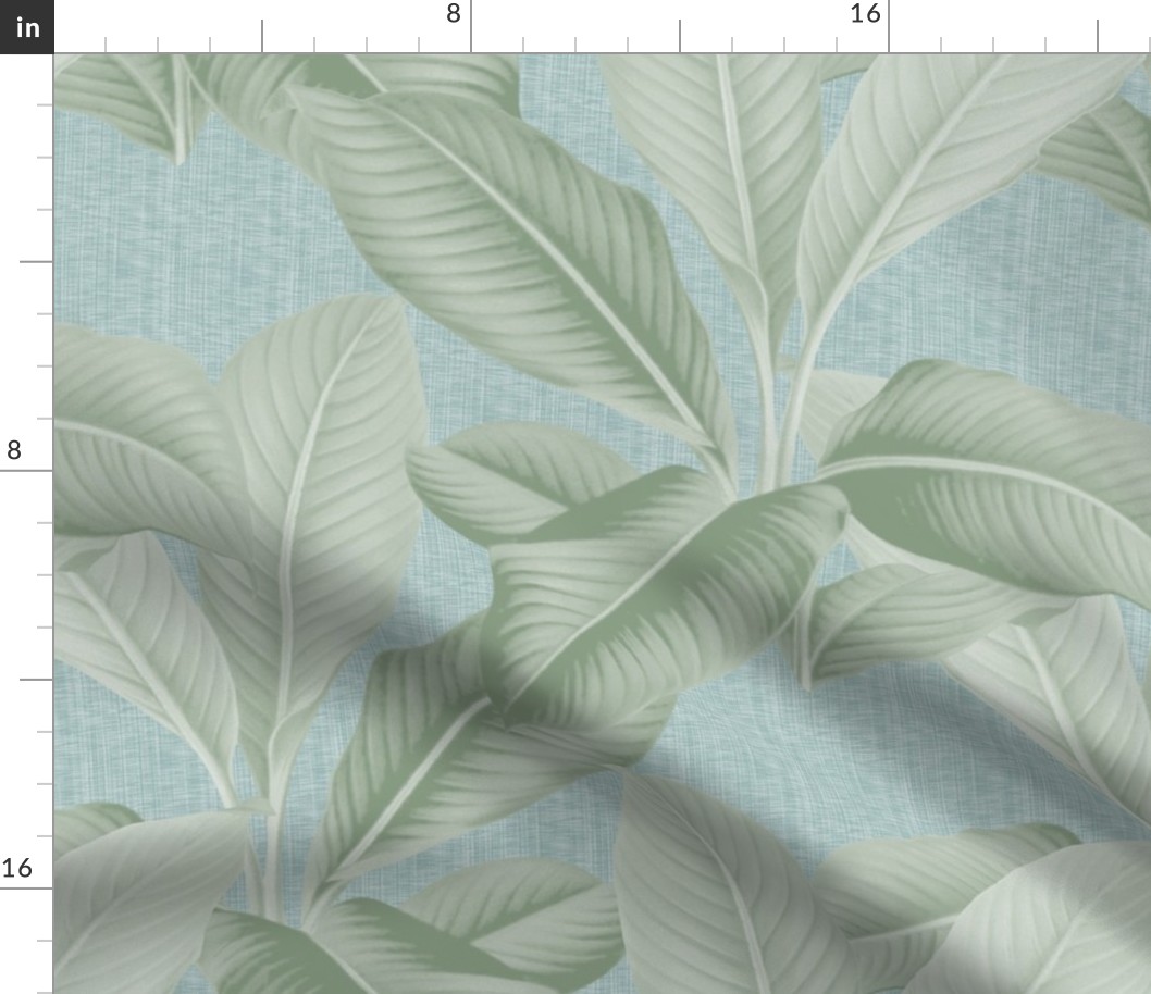 Palm In Palm ~ Sage on Steel Linen Luxe