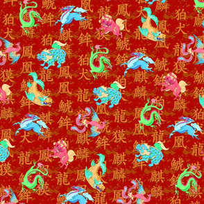 asian pattern red