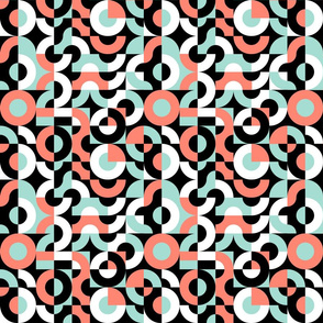 Rush Hour in coral, mint, black and white