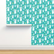 Bouncing Bunnies - Rabbits Flowers Easter Turquoise