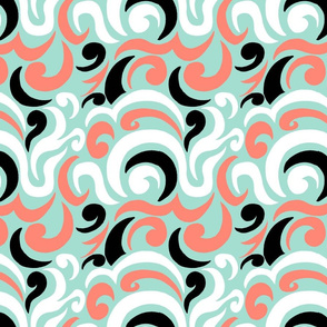 mint, coral swirl