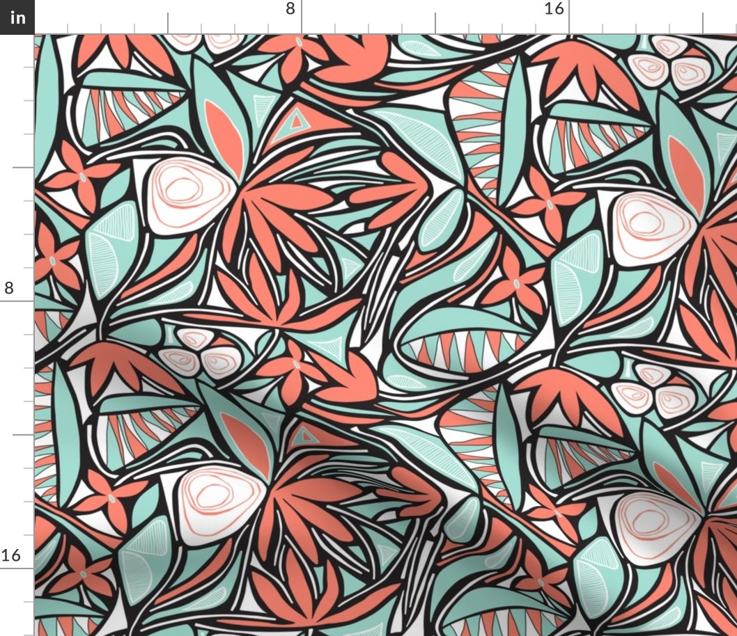Floral Bliss (Coral and Mint)