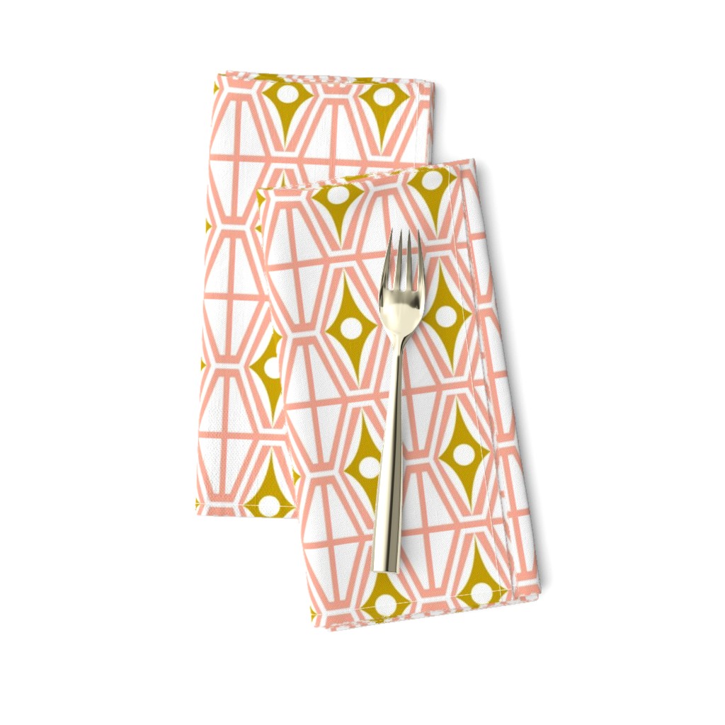 Metro - Midcentury Modern Retro Geometric Fusion Blush Pink & Goldenrod