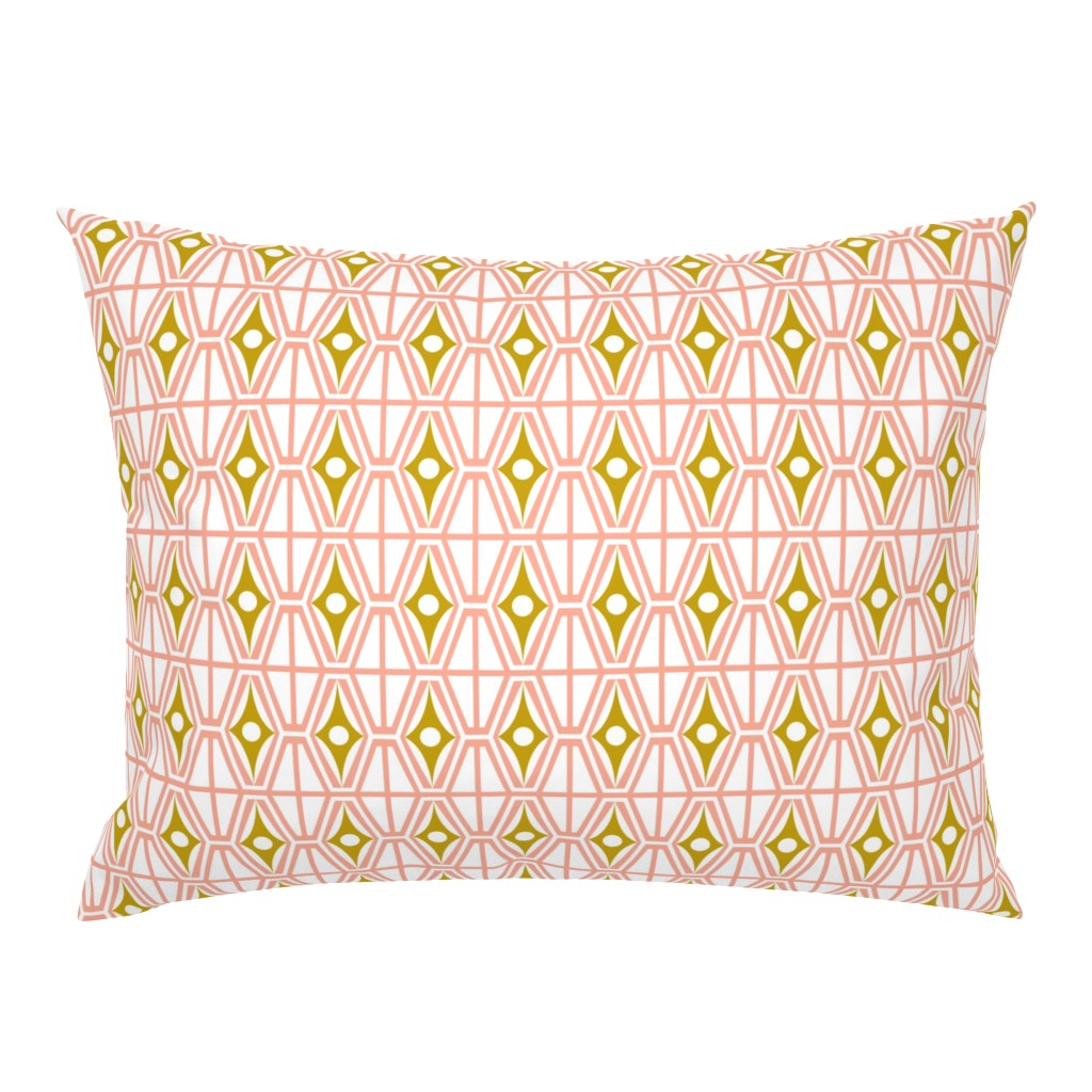 Metro - Midcentury Modern Retro Geometric Fusion Blush Pink & Goldenrod