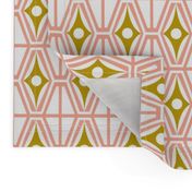 Metro - Midcentury Modern Retro Geometric Fusion Blush Pink & Goldenrod