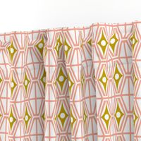 Metro - Midcentury Modern Retro Geometric Fusion Blush Pink & Goldenrod