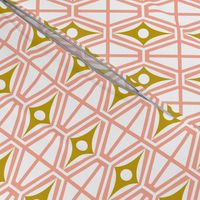 Metro - Midcentury Modern Retro Geometric Fusion Blush Pink & Goldenrod