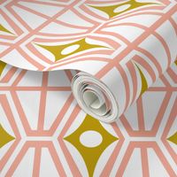 Metro - Midcentury Modern Retro Geometric Fusion Blush Pink & Goldenrod