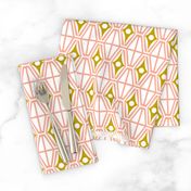 Metro - Midcentury Modern Retro Geometric Fusion Blush Pink & Goldenrod