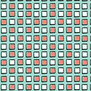 4000187-coral-mint-black-white-squares-by-plaidypus