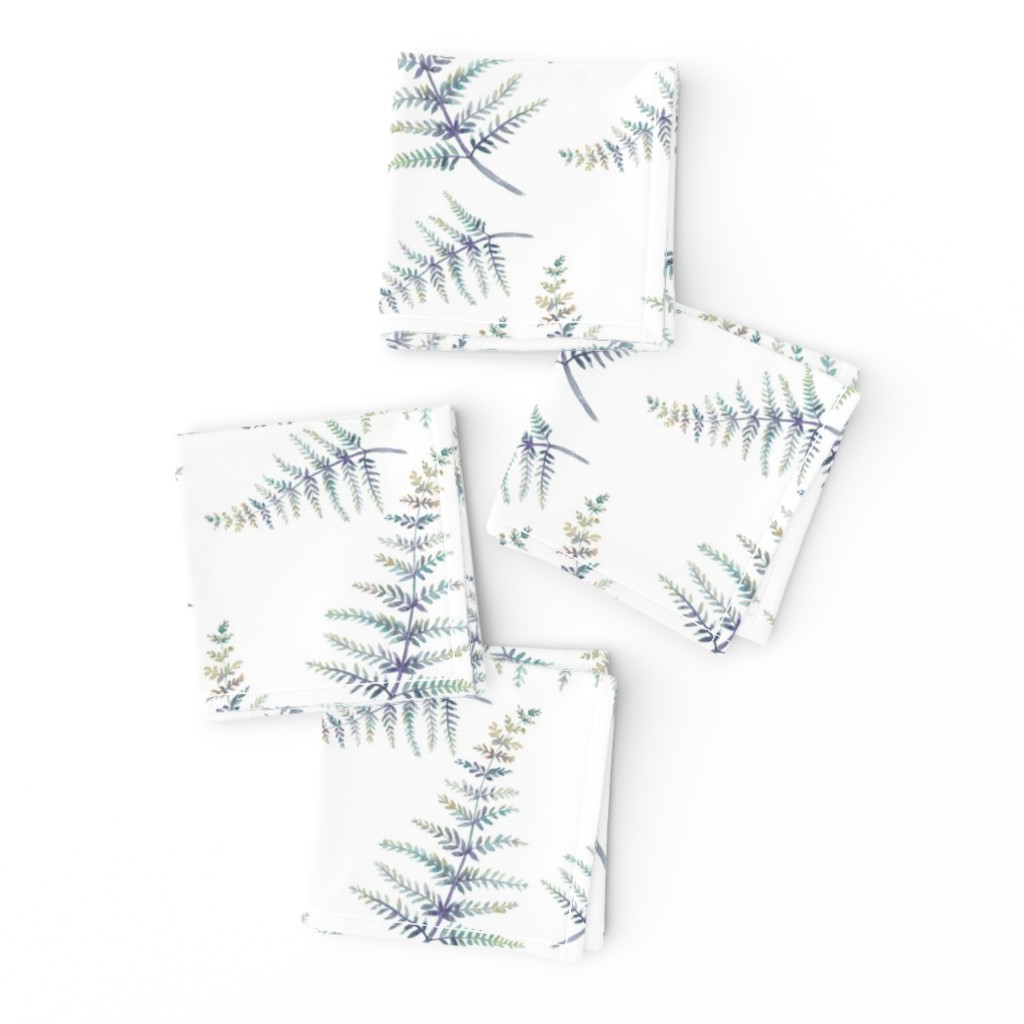 watercolor fern natural on white