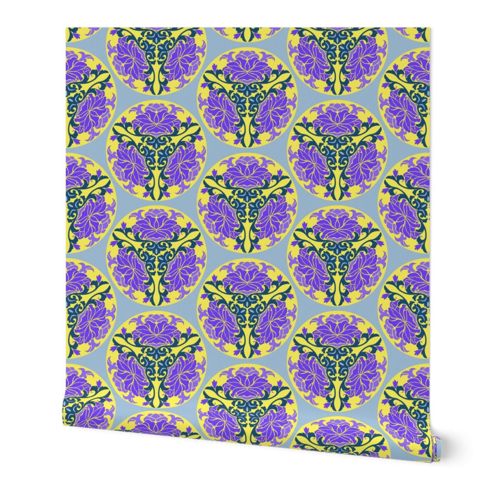 Chinese floral in lilac and yellow