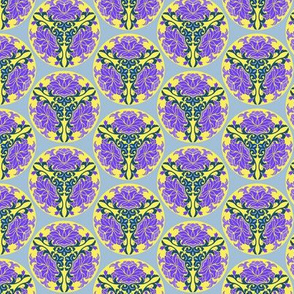 Chinese floral in lilac and yellow