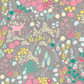 Fawn and Bunny Floral
