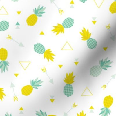 Cute geometric pineapple and indian summer arrows and triangle aztec detail fresh illustration print