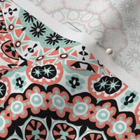 Granny's Hexi Millefiori Quilt in Mint and Coral