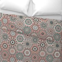 Granny's Hexi Millefiori Quilt in Mint and Coral