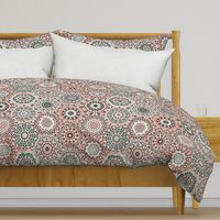 Granny's Hexi Millefiori Quilt in Mint and Coral