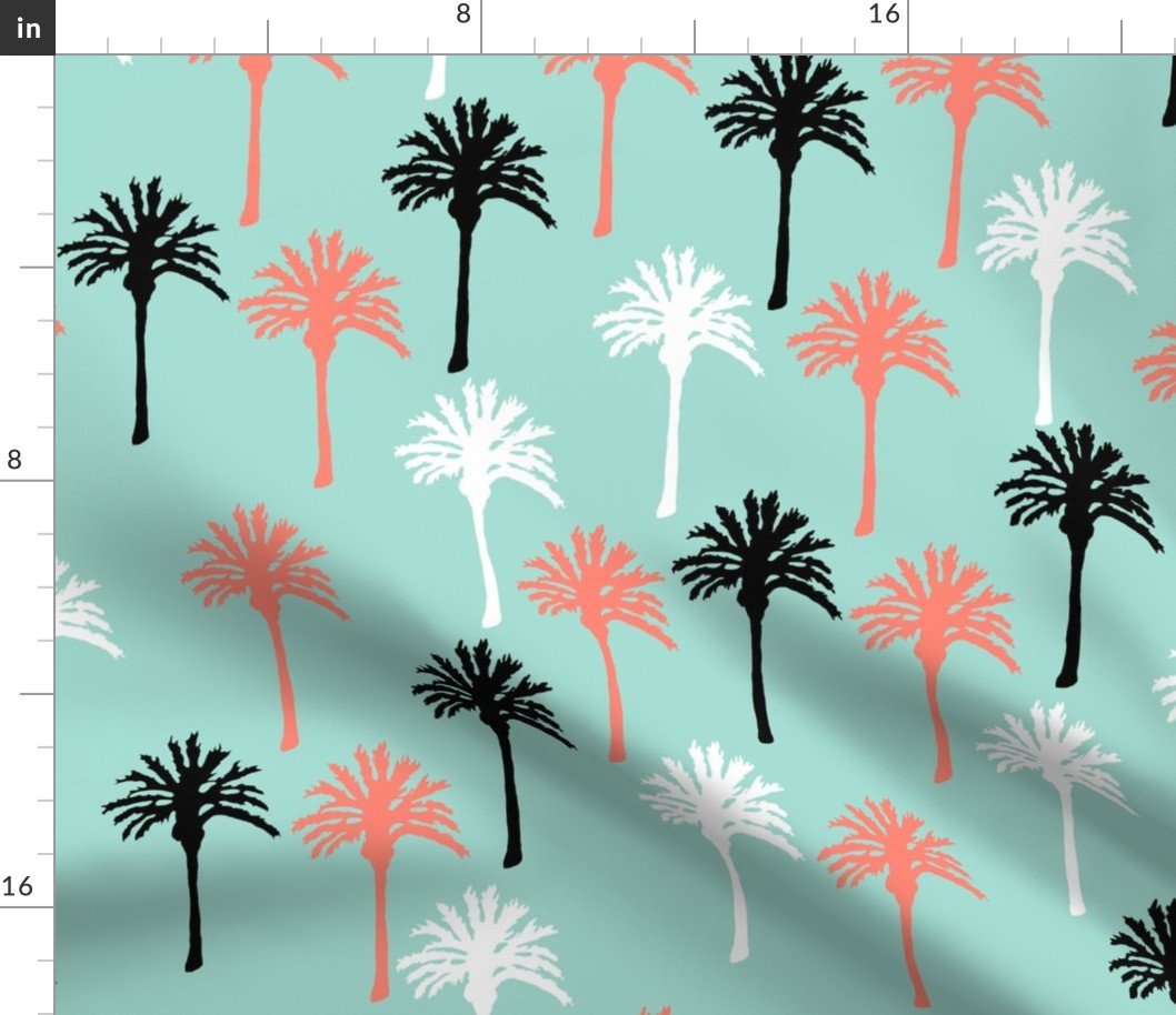 Larger Palm Trees in Black, White & Coral 