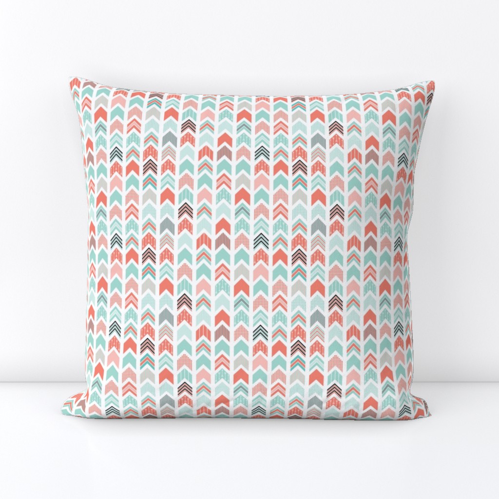 Chevron Arrow Pointer - Coral, Blue, Black