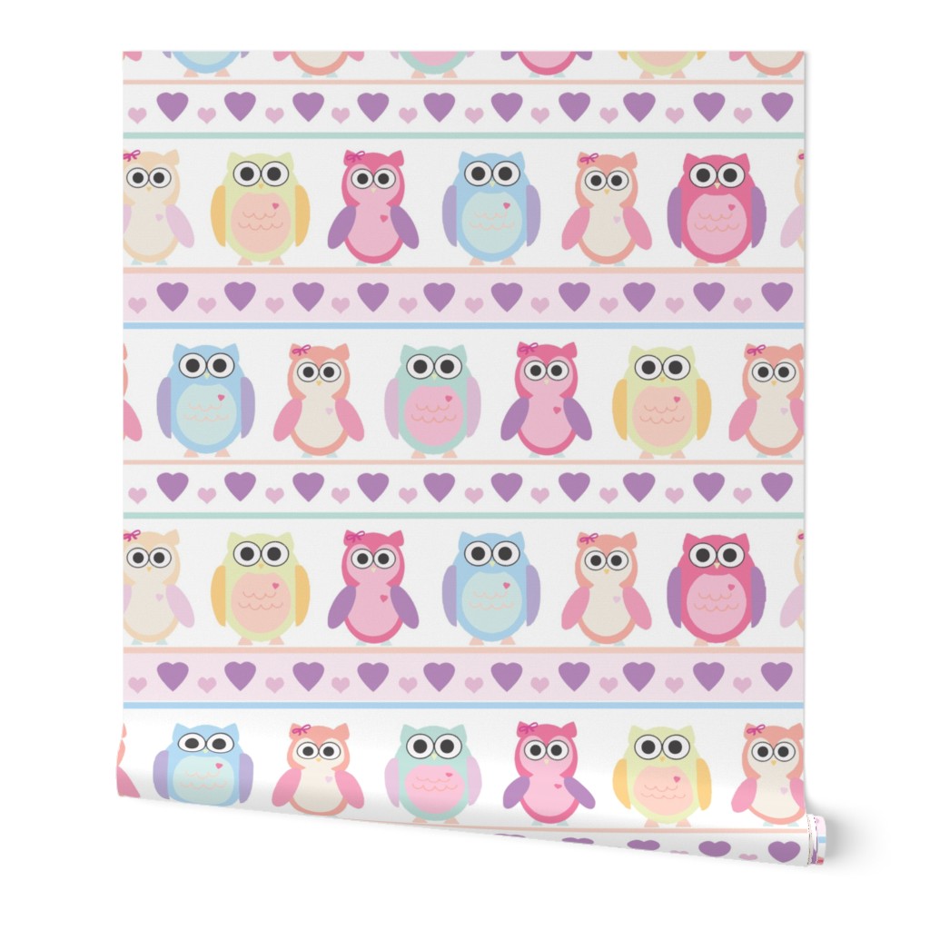 Cute Owls Line Up Large Scale