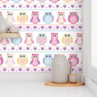 Cute Owls Line Up Large Scale