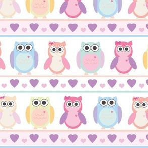 Cute Owls Line Up Large Scale