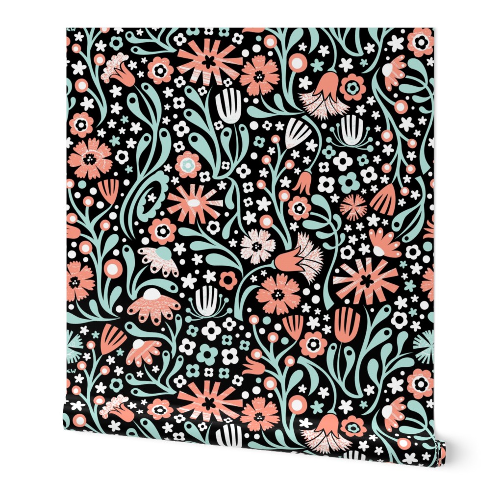 Nordic Suzani Floral (Coral Mint)