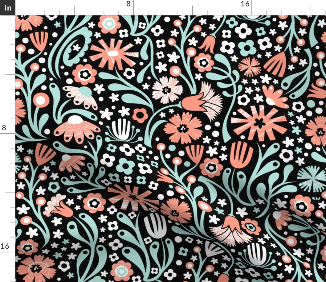 Nordic Suzani Floral (Coral Mint)