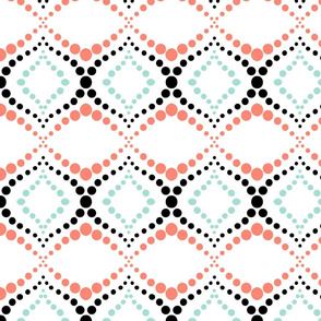 Moroccan Tiles with Coral and Mint