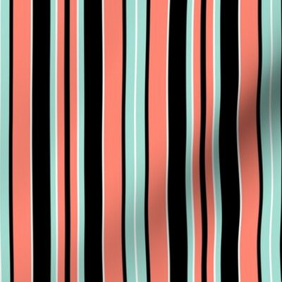 Beach Stripe - Coral-Black