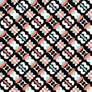 Pantry Paper in Coral, Mint, Black and White