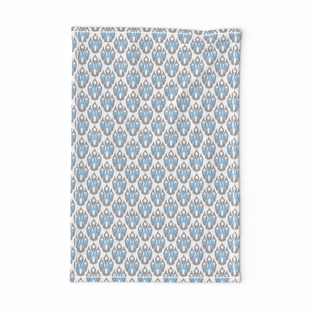 Grey Blue Ikat Damask