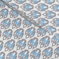 Grey Blue Ikat Damask